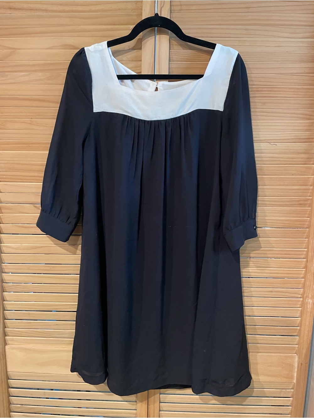 Classic Black & White Square Neck Women's Dress